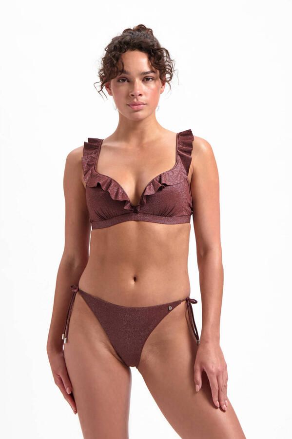 Beachlife strik bikinibroekje met lurex bruin - Foto 1