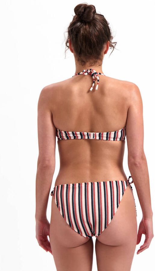 Beachlife strik bikinibroekje met teddy strepen rood zwart beige - Foto 2