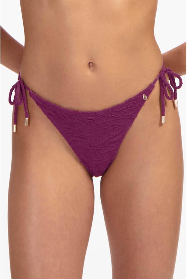 Beachlife strik bikinibroekje met textuur donkerpaars