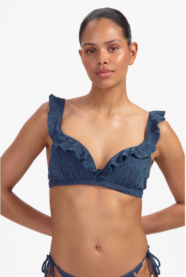Beachlife voorgevormde beugel bikinitop broderie anglaise donkerblauw - Foto 2
