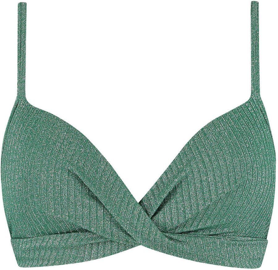 Beachlife voorgevormde beugel bikinitop met lurex en textuur groen