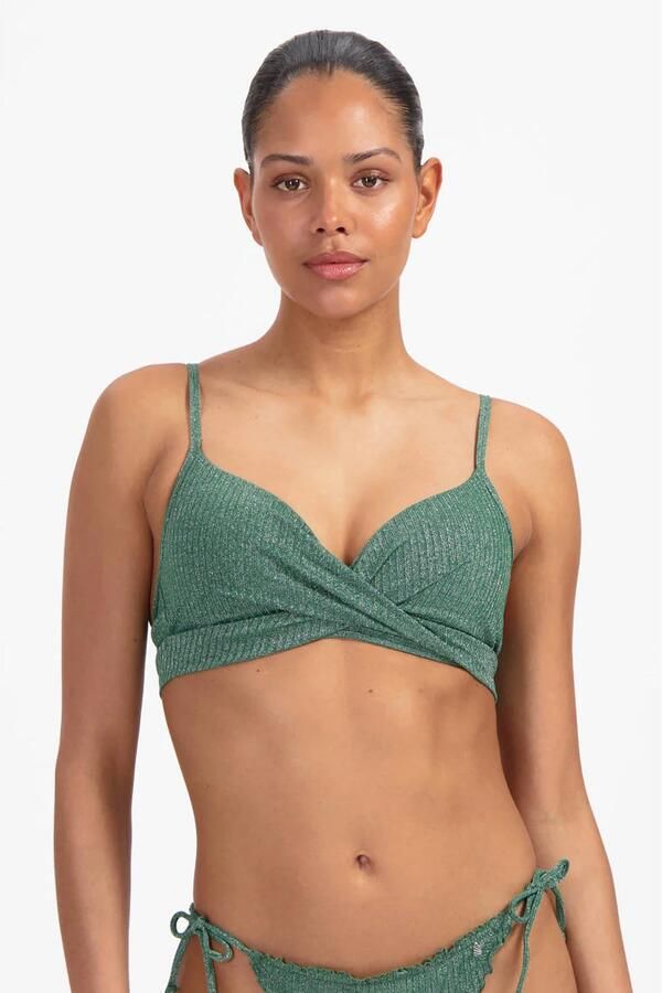 Beachlife voorgevormde beugel bikinitop met lurex en textuur groen - Foto 2