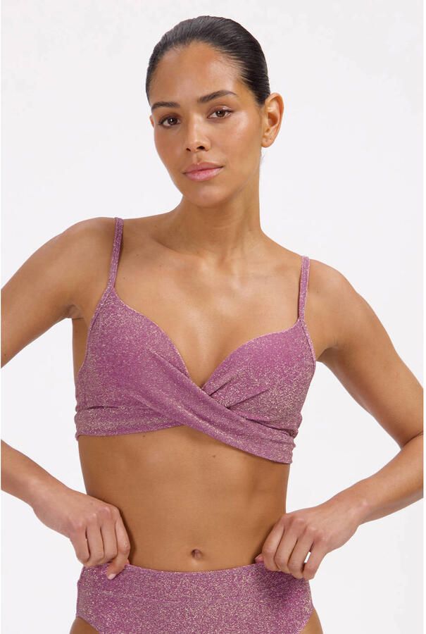 Beachlife voorgevormde beugel bikinitop met lurex oudroze - Foto 2