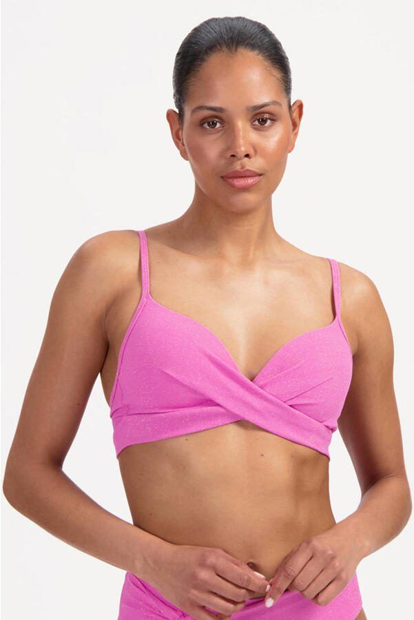 Beachlife voorgevormde beugel bikinitop met lurex roze - Foto 3