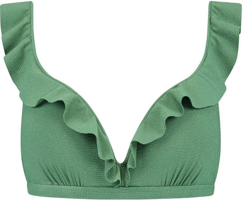 Beachlife voorgevormde beugel bikinitop met ruches en lurex groen - Foto 2
