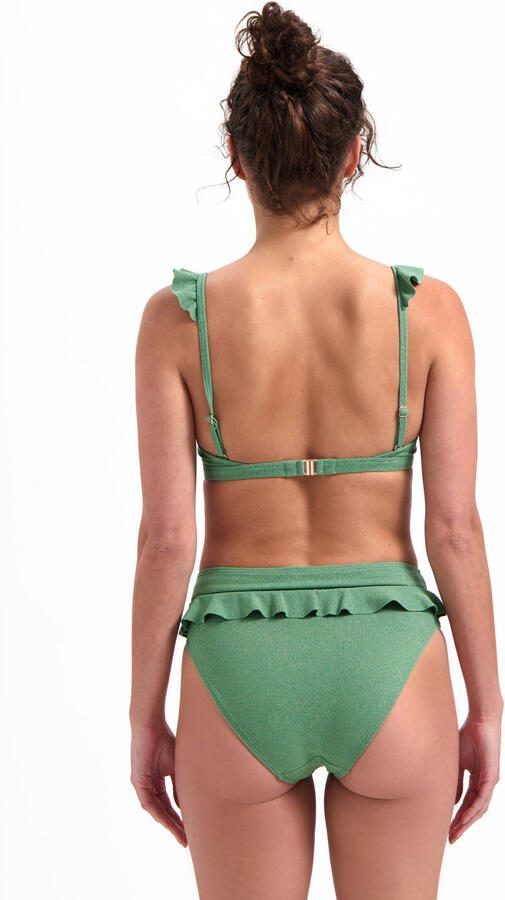 Beachlife voorgevormde beugel bikinitop met ruches en lurex groen - Foto 4