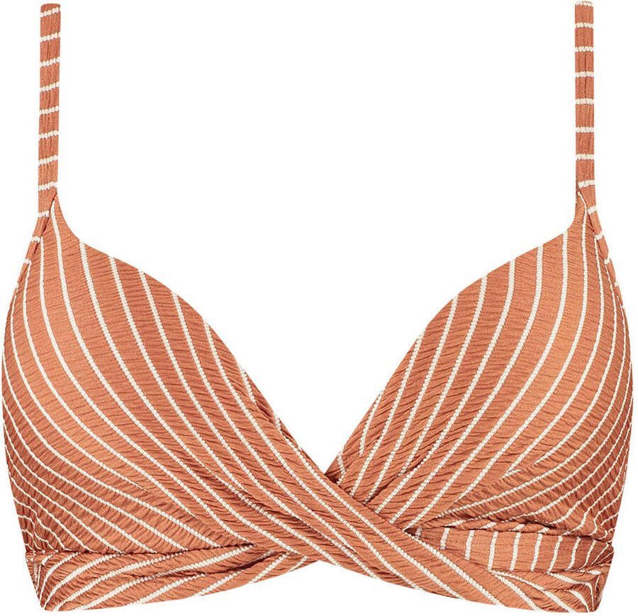 Beachlife voorgevormde beugel bikinitop met textuur lichtbruin ecru