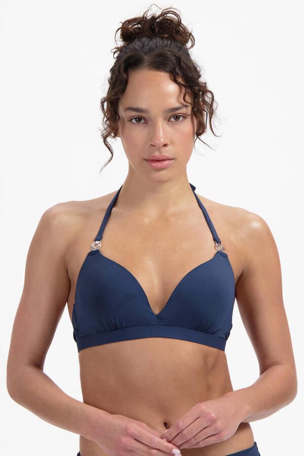Beachlife voorgevormde halter bikinitop donkerblauw
