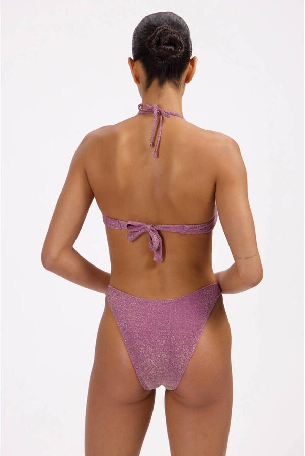 Beachlife high leg bikinibroekje met lurex oudroze - Foto 3