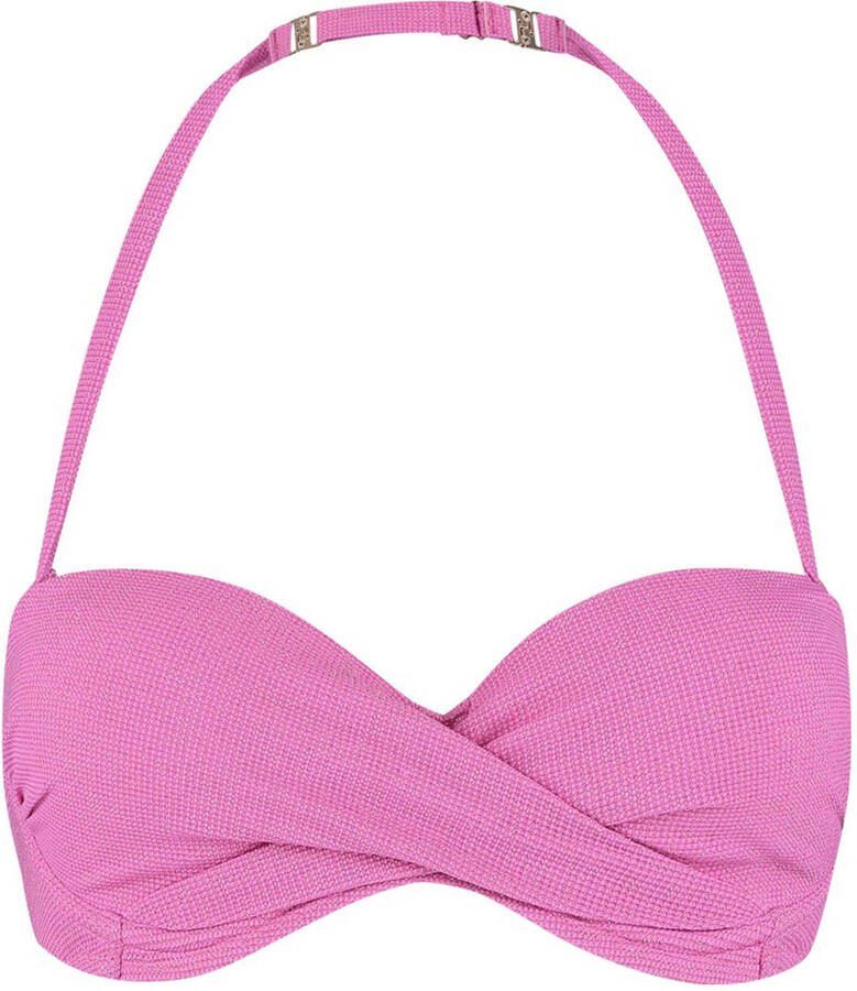Beachlife voorgevormde strapless bandeau bikinitop met lurex roze