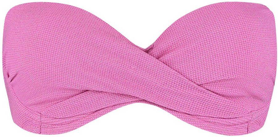 Beachlife voorgevormde strapless bandeau bikinitop met lurex roze - Foto 3