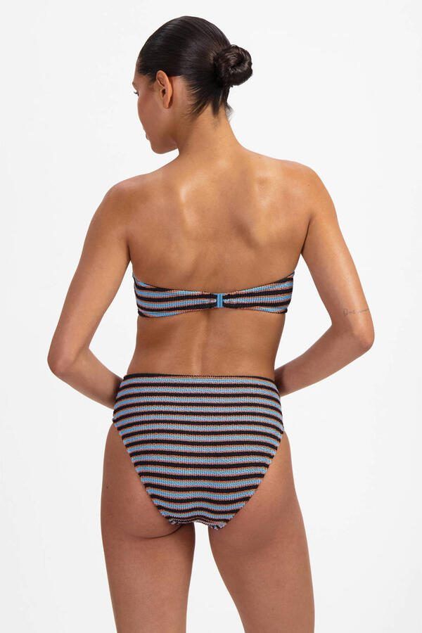 Beachlife voorgevormde strapless bandeau bikinitop met textuur blauw bruin - Foto 2