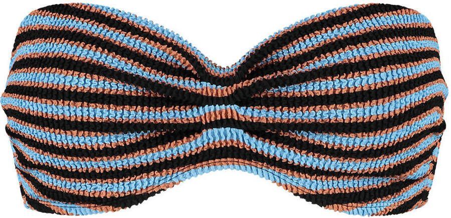Beachlife voorgevormde strapless bandeau bikinitop met textuur blauw bruin - Foto 3