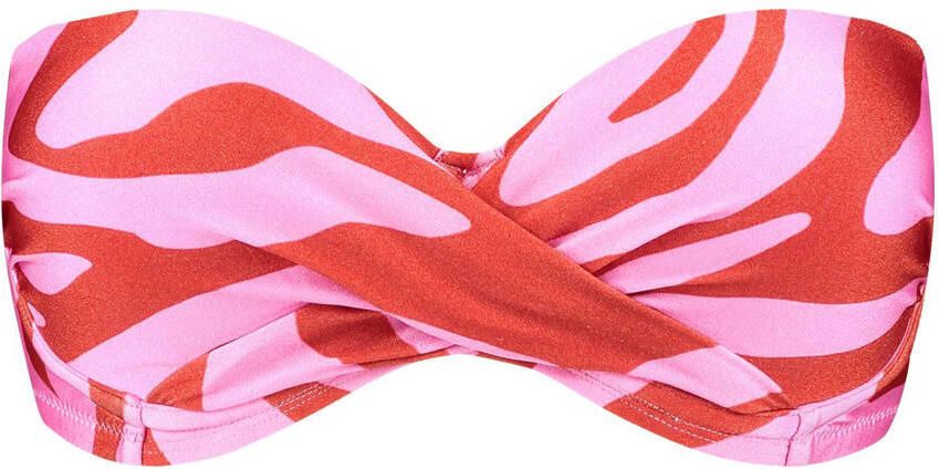 Beachlife voorgevormde strapless bandeau bikinitop roze rood