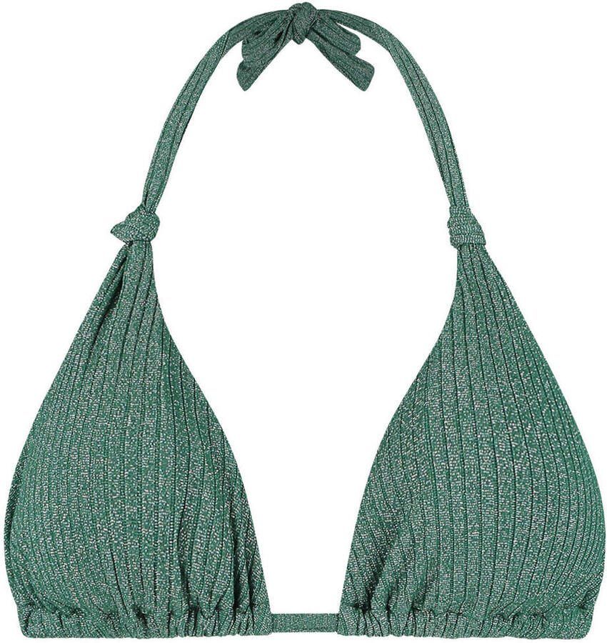 Beachlife voorgevormde triangel bikinitop met lurex en textuur groen - Foto 2