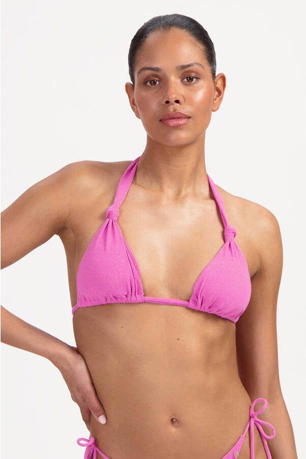 Beachlife voorgevormde triangel bikinitop met lurex roze