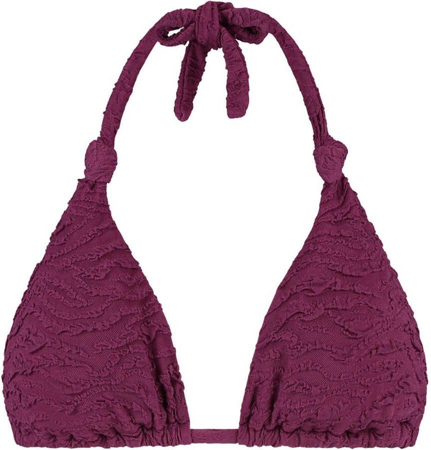 Beachlife voorgevormde triangel bikinitop met textuur donkerpaars