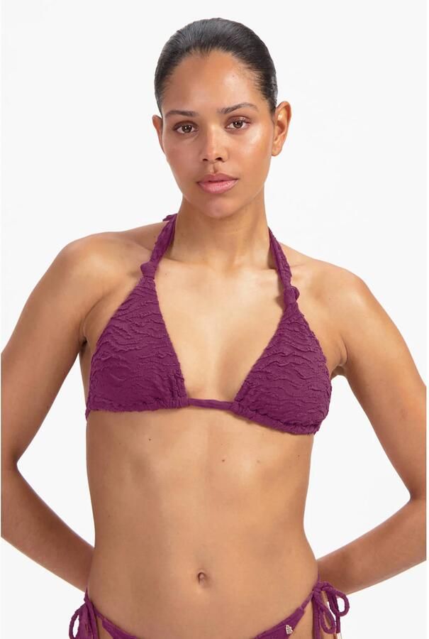 Beachlife voorgevormde triangel bikinitop met textuur donkerpaars - Foto 2