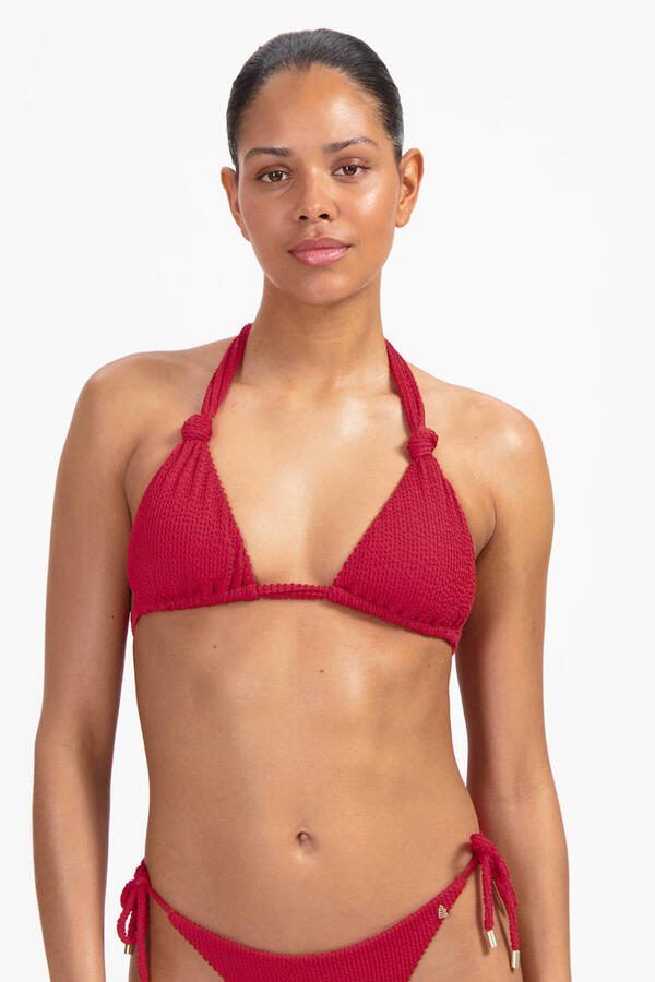 Beachlife voorgevormde triangel bikinitop met textuur rood