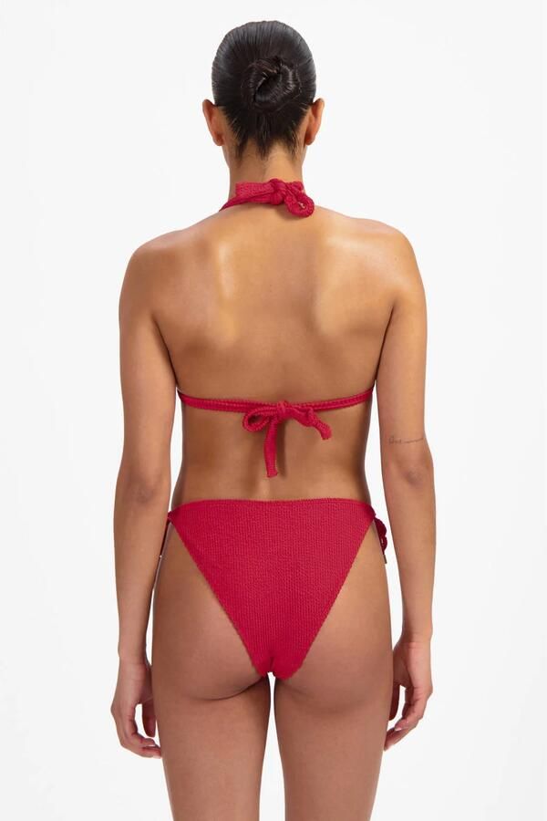 Beachlife voorgevormde triangel bikinitop met textuur rood - Foto 3