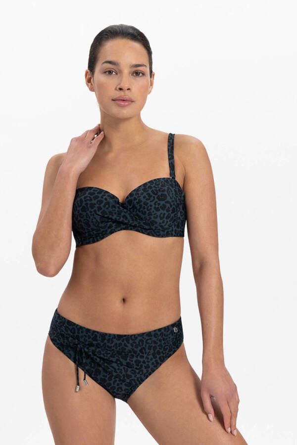 Beachlife bikinibroekje met panterprint donkerblauw zwart