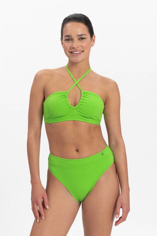 Beachlife high waist bikinibroekje met ribstructuur groen