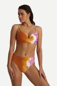 Beachlife tie-dye high waist bikinibroekje oranje roze wit