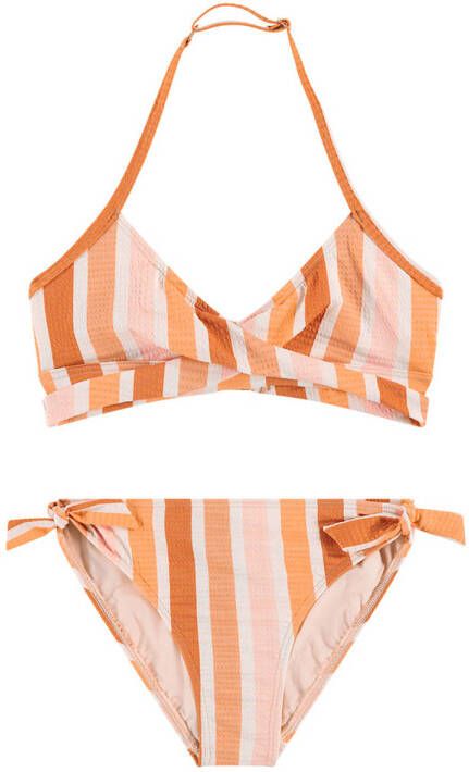 Beachlife triangel bikini roze beige oranje Meisjes Polyamide Streep 134 140