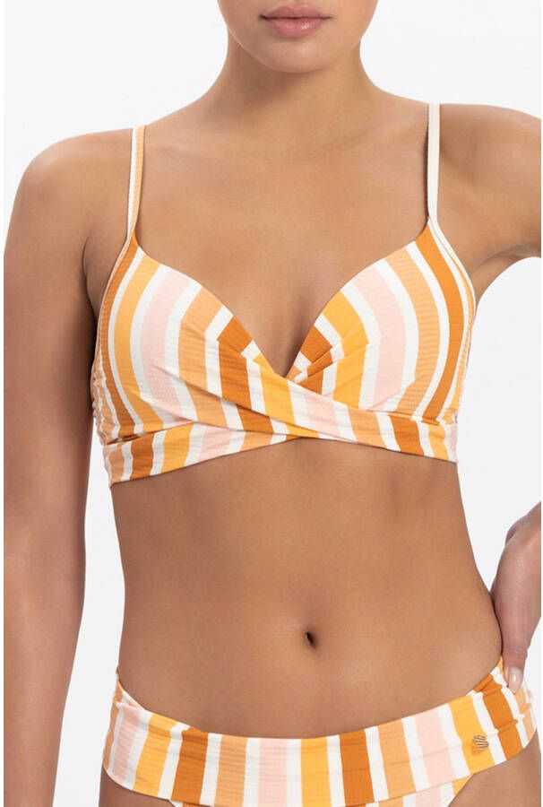 Beachlife voorgevormde beugel bikinitop met textuur roze beige oranje
