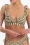 Beachlife voorgevormde gestreepte beugel bikinitop met textuur bruin groen wit - Thumbnail 1