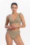 Beachlife voorgevormde gestreepte crop bikinitop met textuur bruin groen wit - Thumbnail 1