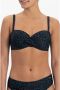 Beachlife voorgevormde strapless bandeau bikinitop met panterprint donkerblauw zwart - Thumbnail 1