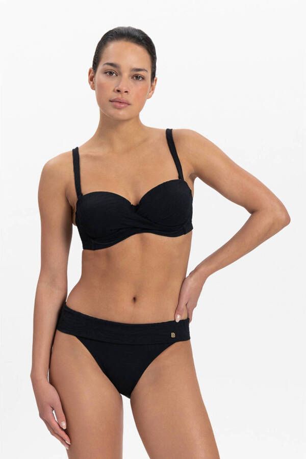 Beachlife voorgevormde strapless bandeau bikinitop met textuur zwart