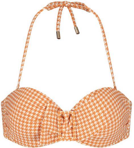 Beachlife voorgevormde strapless bandeau bikinitop oranje wit