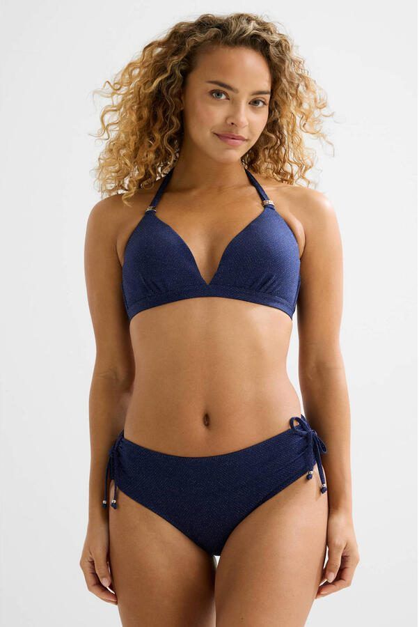 BEACHWAVE bikinibroekje met lurex en textuur donkerblauw