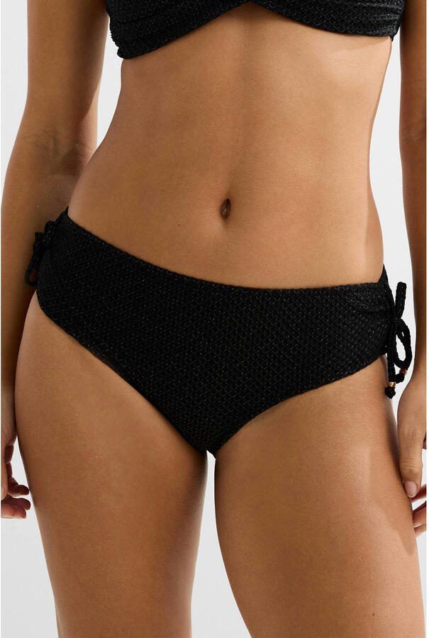 BEACHWAVE bikinibroekje met lurex en textuur zwart