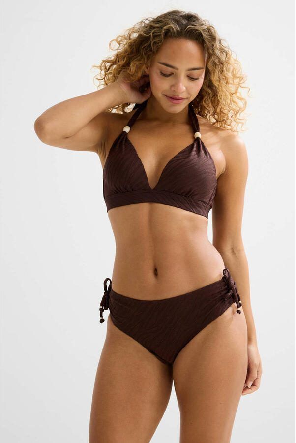 BEACHWAVE voorgevormde push-up bikinitop met textuur donkerbruin - Foto 3