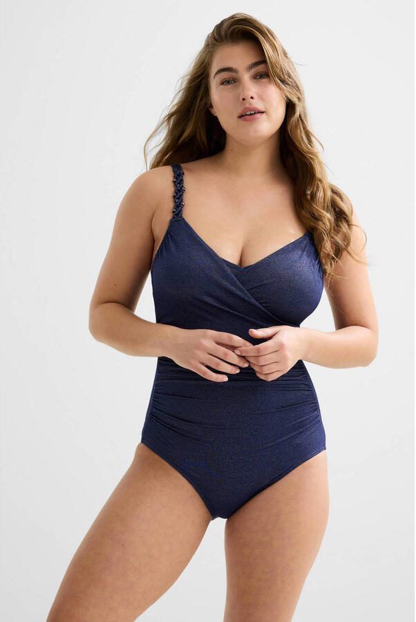 BEACHWAVE corrigerend badpak met lurex donkerblauw