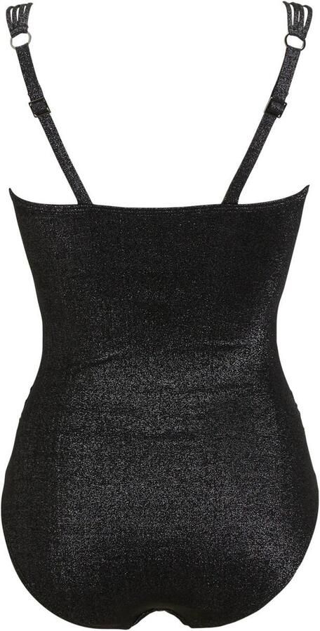 BEACHWAVE corrigerend badpak met overslag en lurex zwart