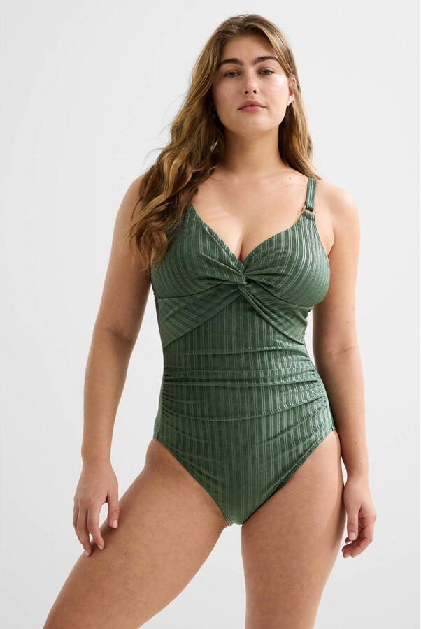 BEACHWAVE corrigerend badpak met textuur groen
