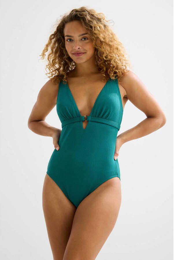 BEACHWAVE corrigerend badpak met textuur groen