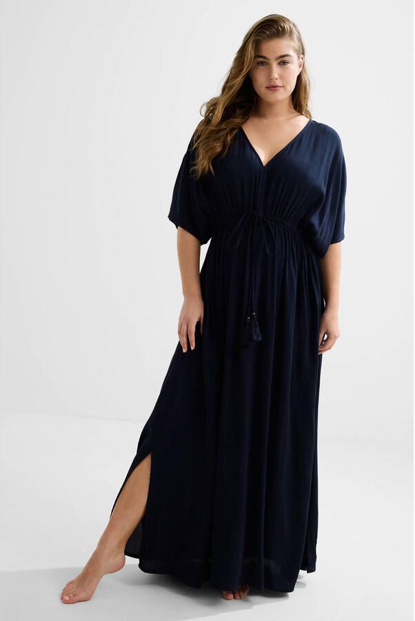 BEACHWAVE crinkle strandjurk donkerblauw
