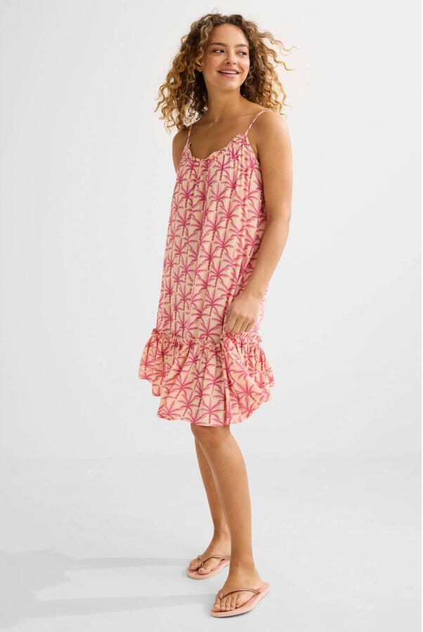 BEACHWAVE crinkle strandjurk geel roze