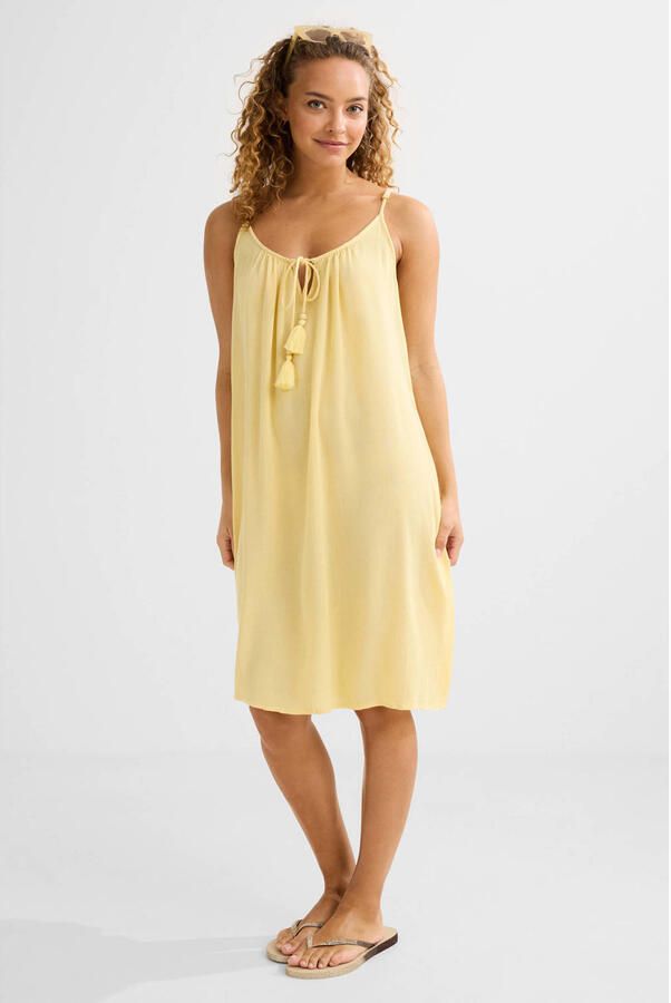 BEACHWAVE crinkle strandjurk lichtgeel