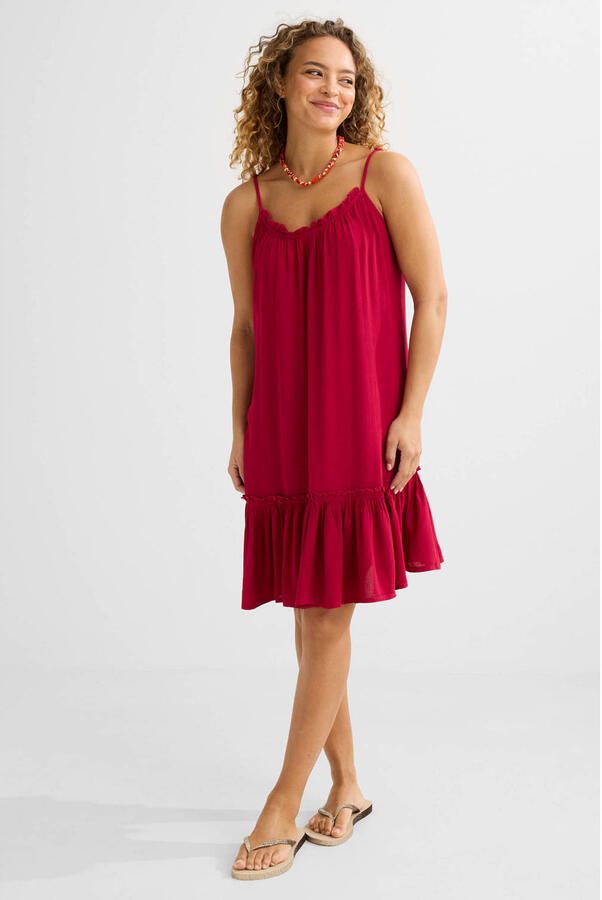 BEACHWAVE crinkle strandjurk rood