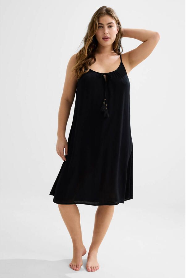 BEACHWAVE crinkle strandjurk zwart