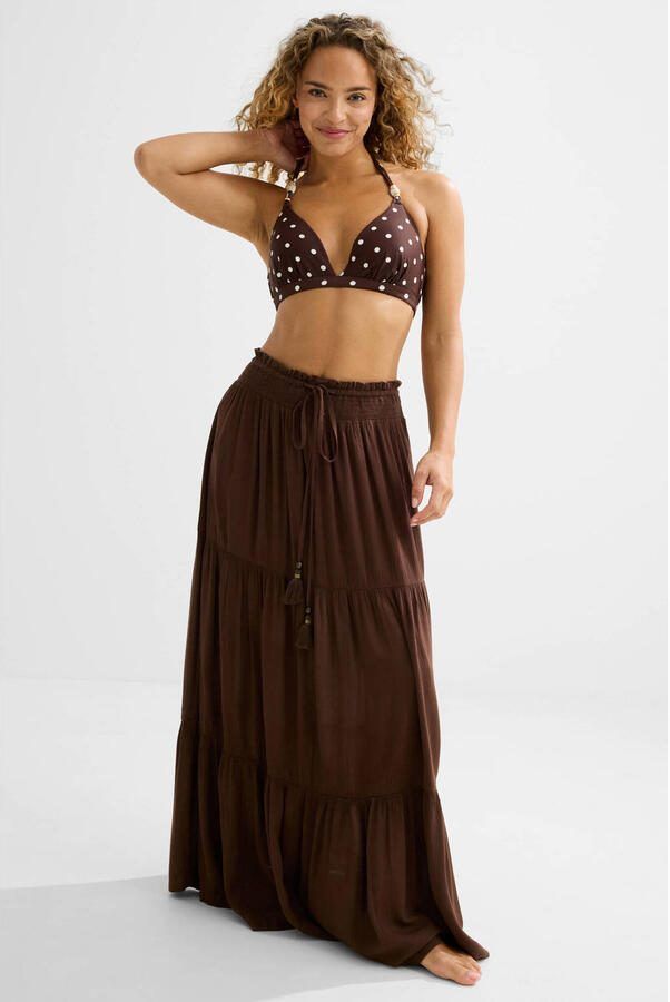 BEACHWAVE crinkle strandrok donkerbruin