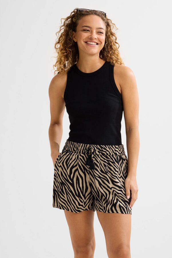 BEACHWAVE crinkle strandshort beige zwart