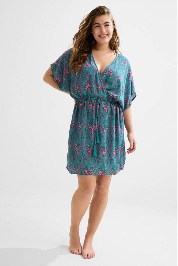 BEACHWAVE crinkle strandtuniek groen roze