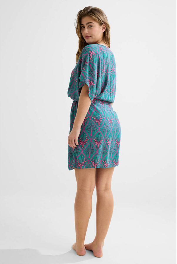BEACHWAVE crinkle strandtuniek groen roze - Foto 2